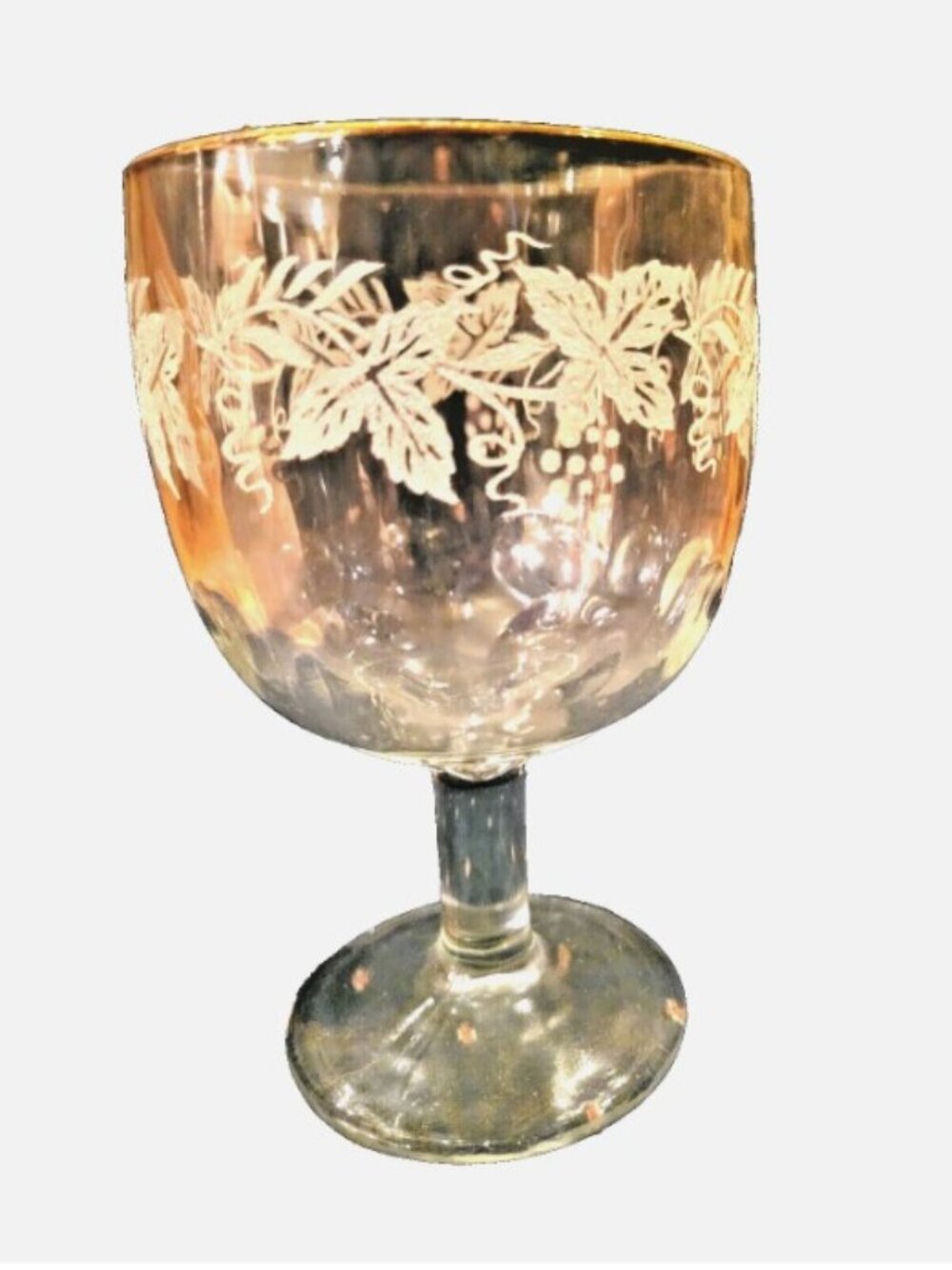 Gorgeous! 6 Etched Antique Wine Goblets/Glasses. Fancy!